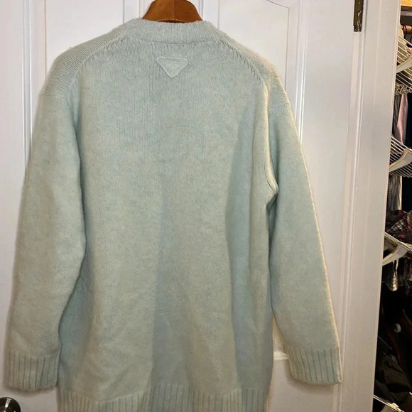 VGC Prada womens oversized light seafoam wool cardigan current size 40 - Picture 11 of 13